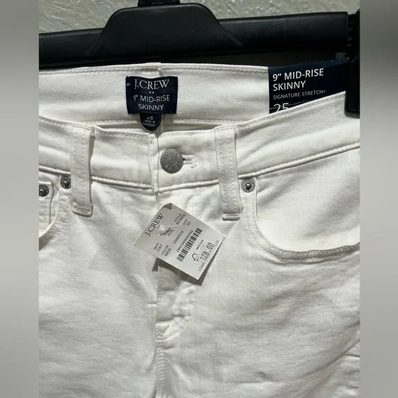 J. Crew Women's White Skinny Jeans Mid Rise Size 25 NWT - Picture 2 of 3